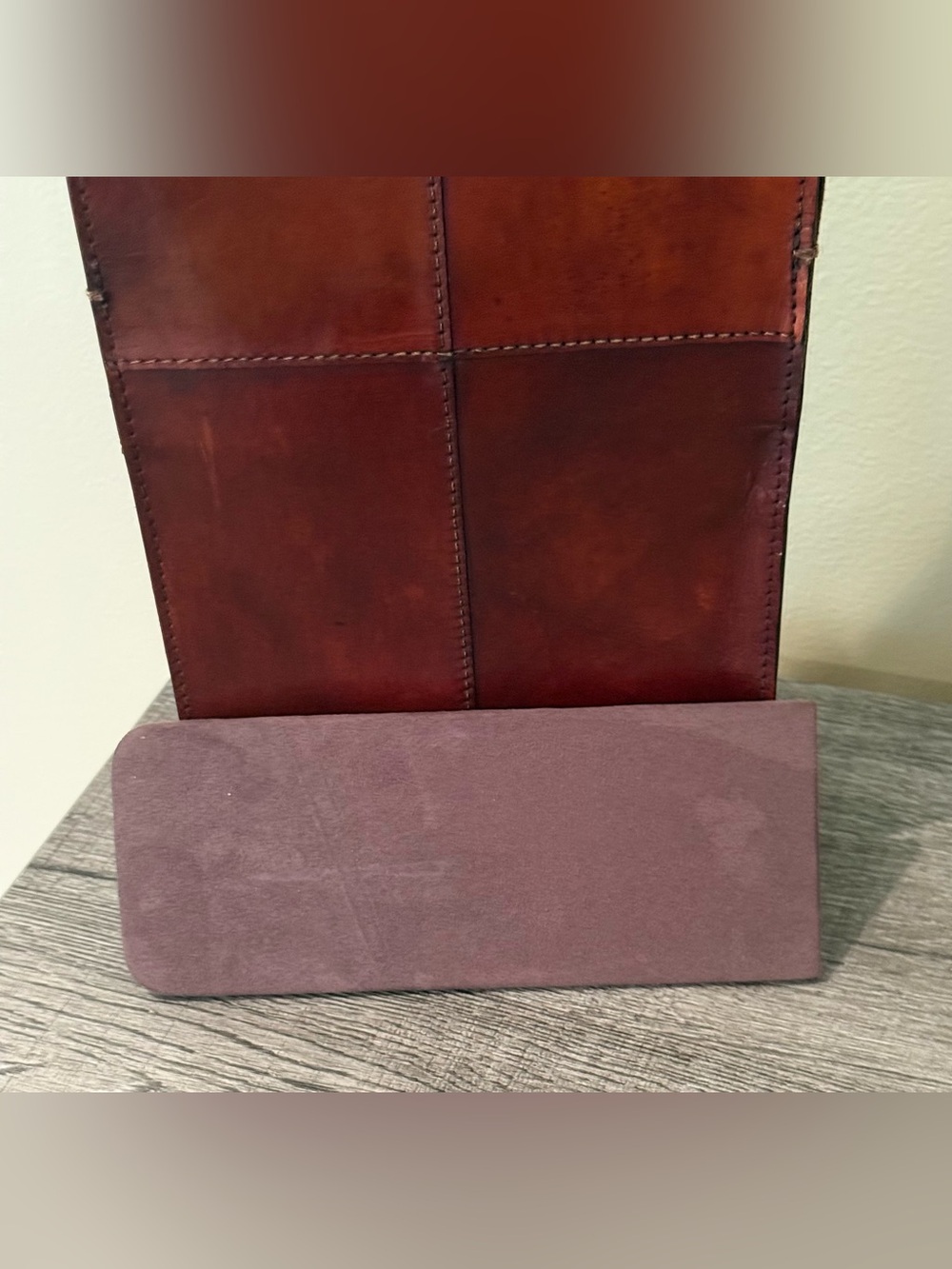 Vintage Genuine Leather 2 Bottle Wine Carrier Cognac Brown w/ Divider And Strap - Picture 8 of 16